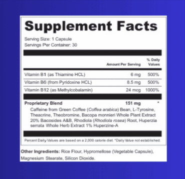 MaroBrain Supplement Facts